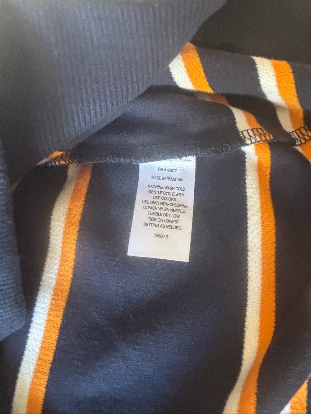 Men's Navy Zip-Front Striped Pullover Sweater - Picture 6 of 7
